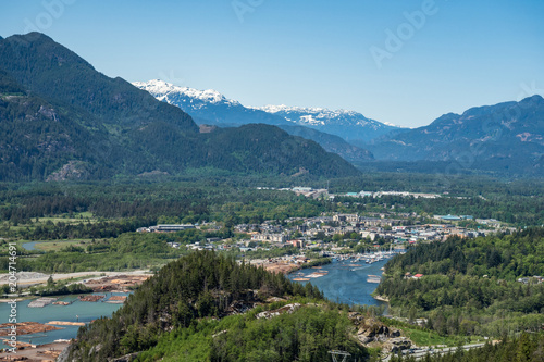 Squamish village view from the mountain top in a sunny day © Yi