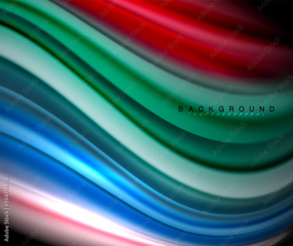 Fluid wavy multicolored lines on black Fluid wavy multicolored lines on black
