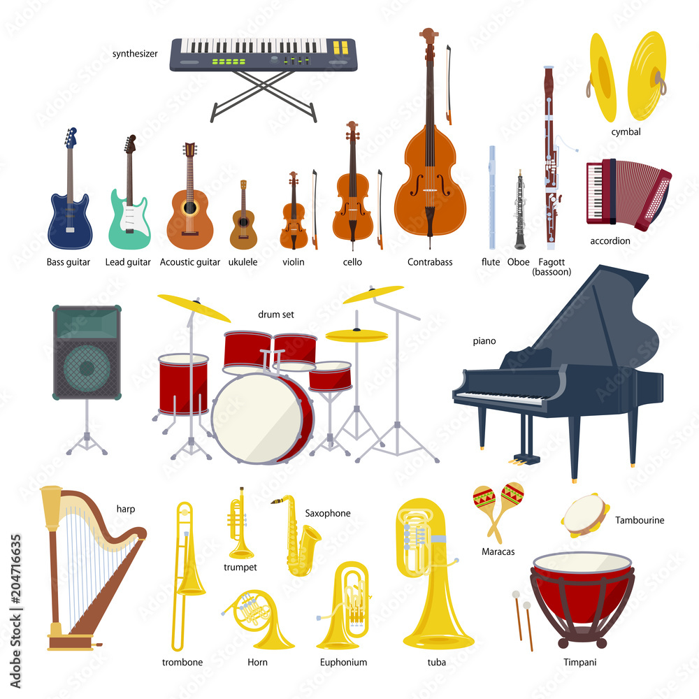 Vecteur Stock Music Instrument vector illustration set