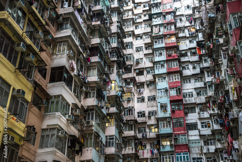 Overcrowded residential building in Hong Kong