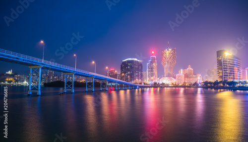 Macau city skyline at night photo
