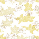 Vanilla pod flower graphic color seamless pattern background illustration vector