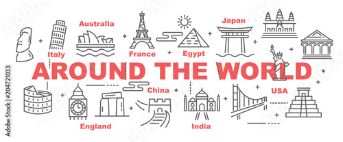around the world vector banner