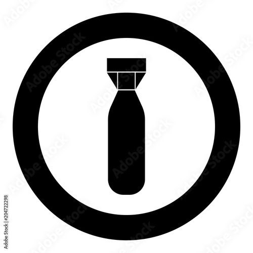 Military air bomb icon in round black color vector illustration