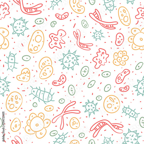 bacteria seamless vector pattern
