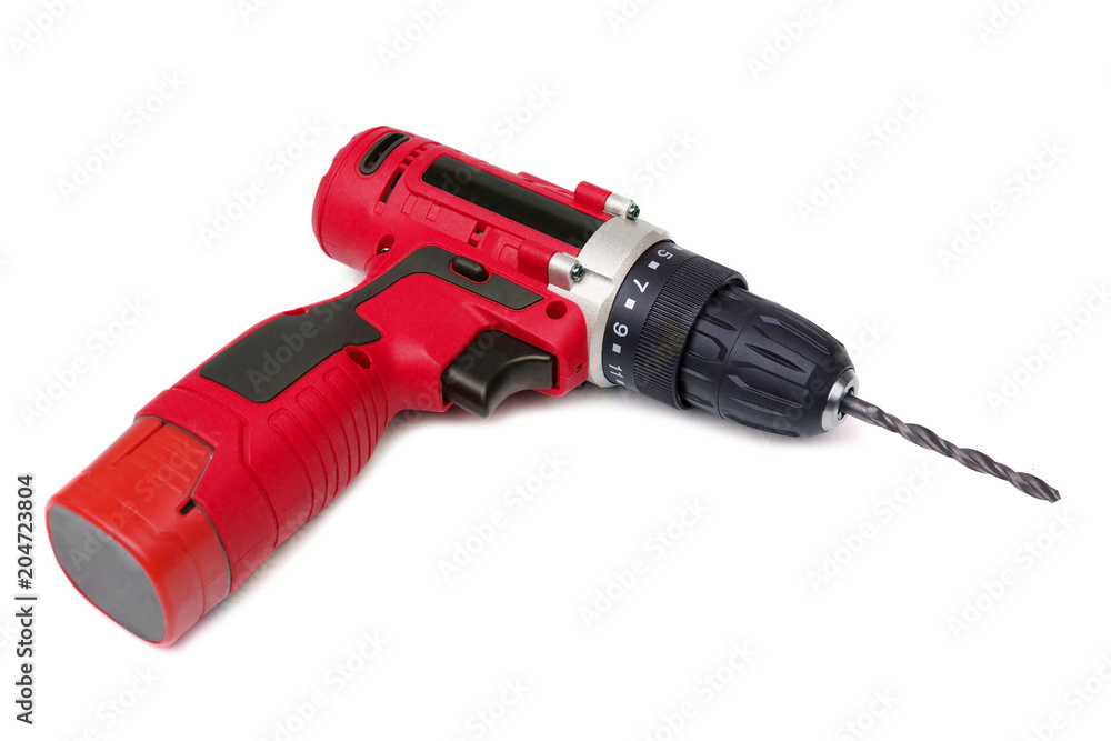 Electric drilling machine isolated on white Electric drilling machine isolated on white