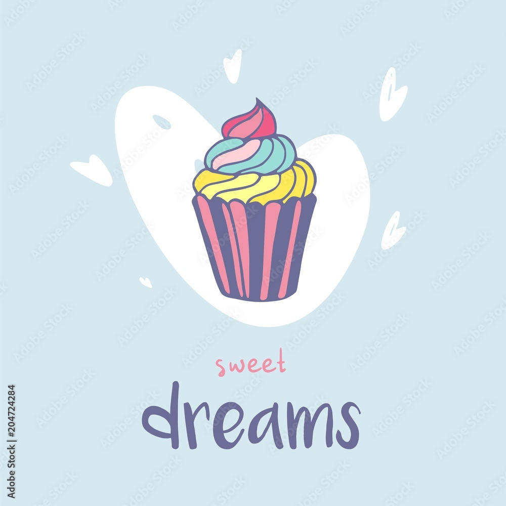 Sweet dream. Vector sketch illustration. Dessert menu, hand drawn elements. Sweet dream. Vector sketch illustration. Dessert menu, hand drawn elements.