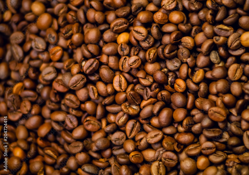 Background of natural coffee beans, clean food choice, close-up, copy space,flat lay Background of natural coffee beans, clean food choice, close-up, copy space,flat lay