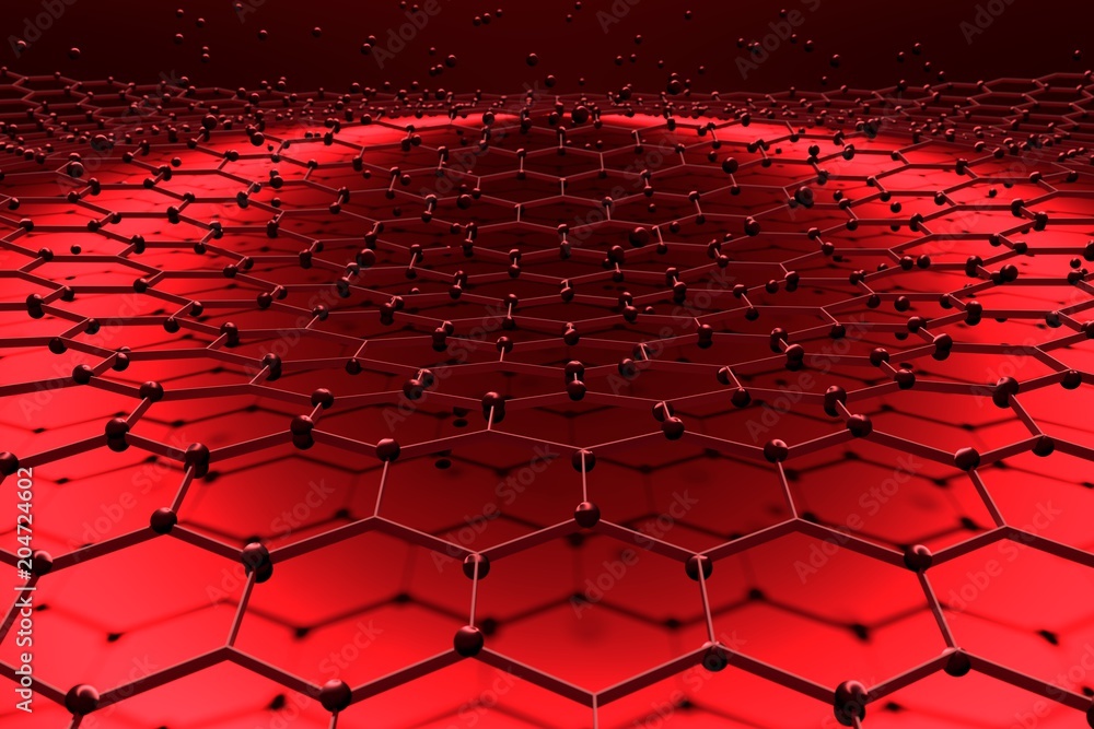 Obraz premium Perspective view on honeycomb. Hexagon pattern background. Isometric geometry. 3D rendering