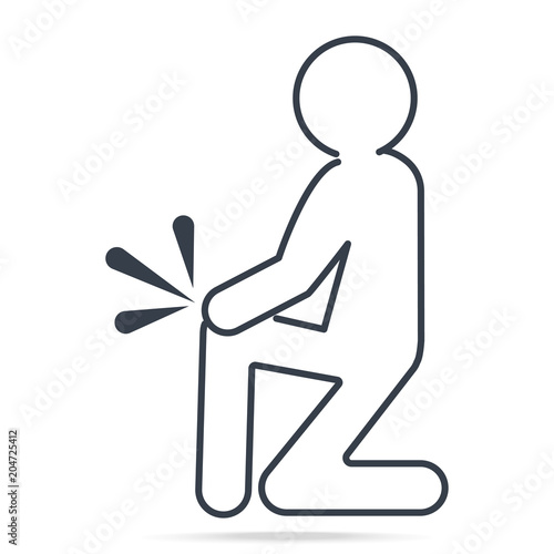 Man injury or pain of knee icon. Medical sign simple line icon illustration