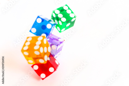 colorful dice on a white background