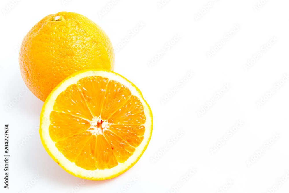Fototapeta premium yellow oranges on white background
