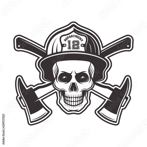 Firefighter skull in helmet vector illustration