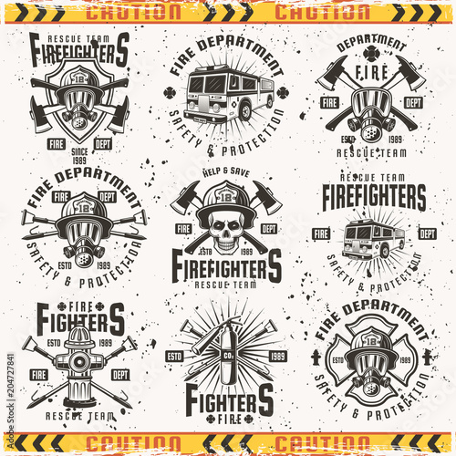 Fire department set of vector vintage emblems