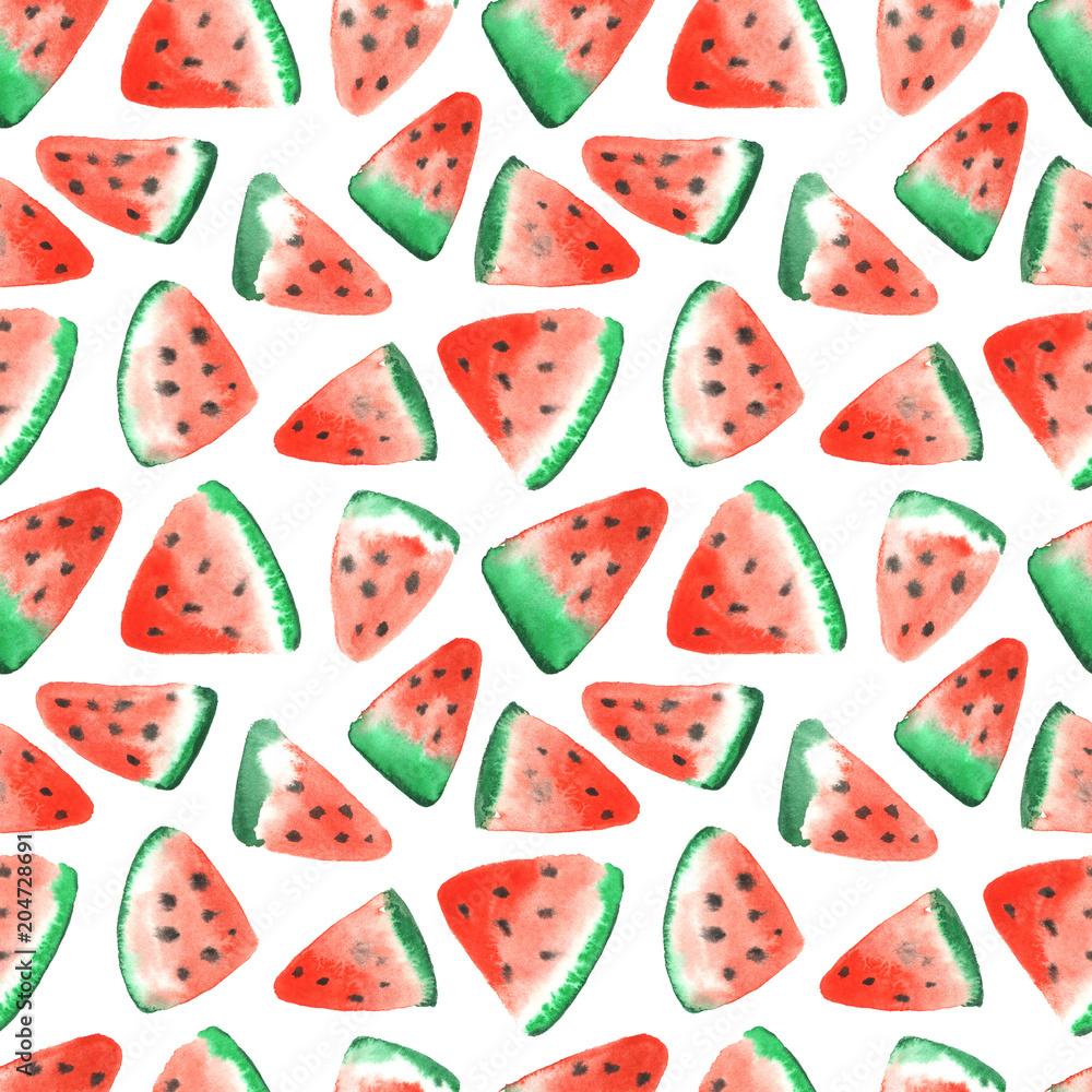 Watermelon slices watercolor. Seamless pattern. Watermelon slices watercolor. Seamless pattern.