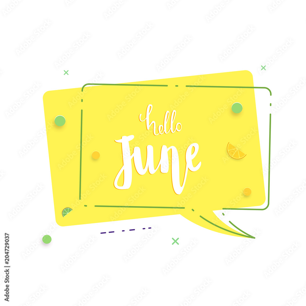 Hello June banner. Vector illustration. Hello June banner. Vector illustration.