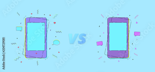 Versus card with phones. Vector illustration.