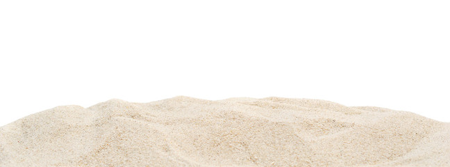 Pile dry sand isolated on white.