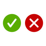 Checkmark and cross sign icons on white background