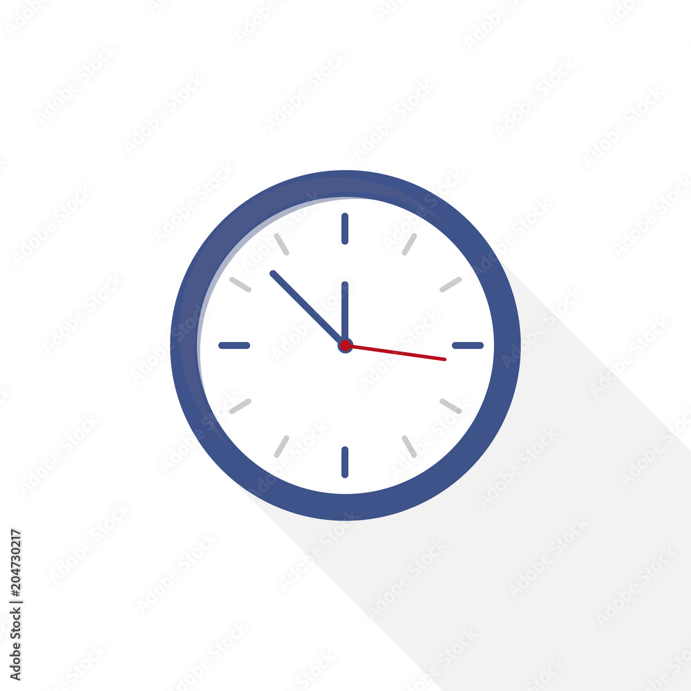 Clock icon on white background. Clock silhouette Clock icon on white background. Clock silhouette