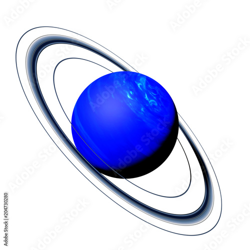 planet Neptune with its rings isolated on white background, part ...