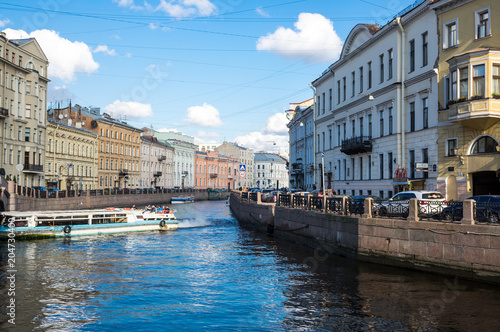 View of the embankment of Moyka river in Saint-Petersburg