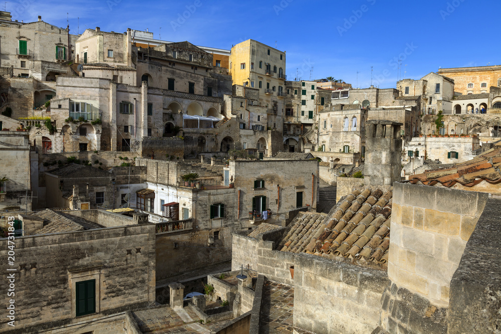 Blick auf die Altstadt von Matera, Italien