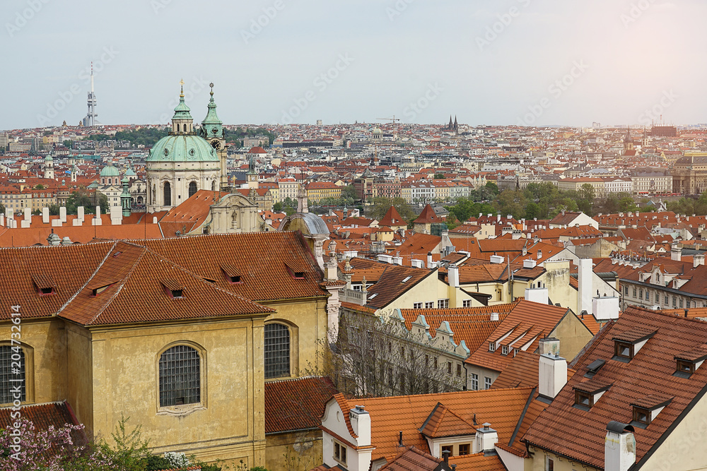 Obraz premium Prague, Czech Republic - April 24, 2018: Prague is the capital of the Czech Republic, the European state. Historical sights. Artistic style post processed photo.