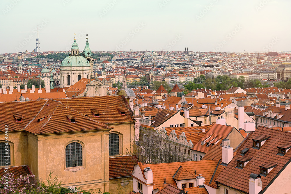 Prague, Czech Republic - April 24, 2018: Prague is the capital of the Czech Republic, the European state. Historical sights. Artistic style post processed photo.