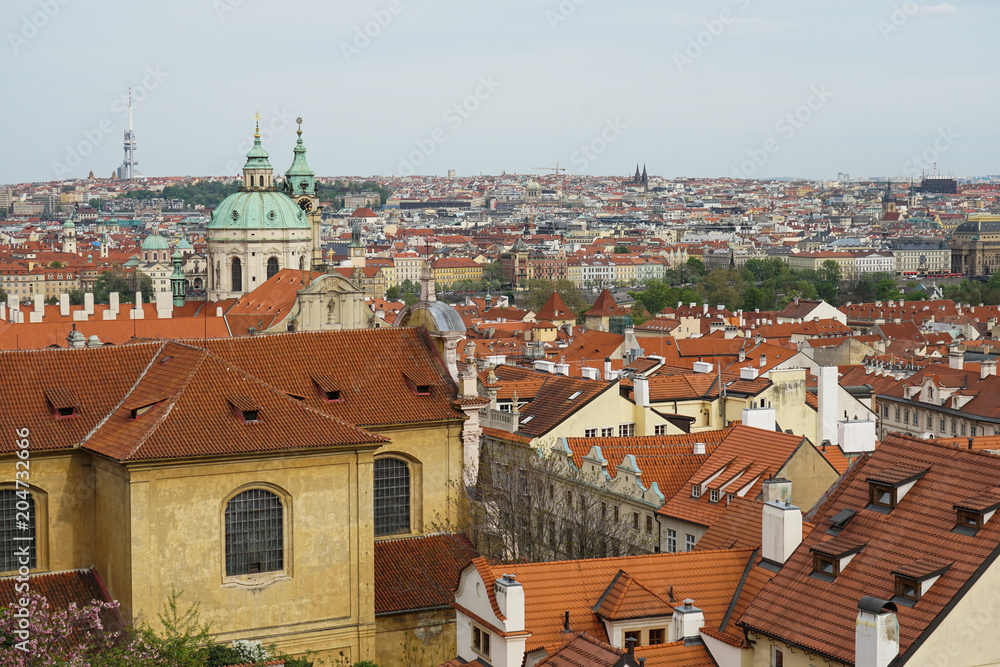 Prague, Czech Republic - April 24, 2018: Prague is the capital of the Czech Republic, the European state. Historical sights. Artistic style post processed photo.