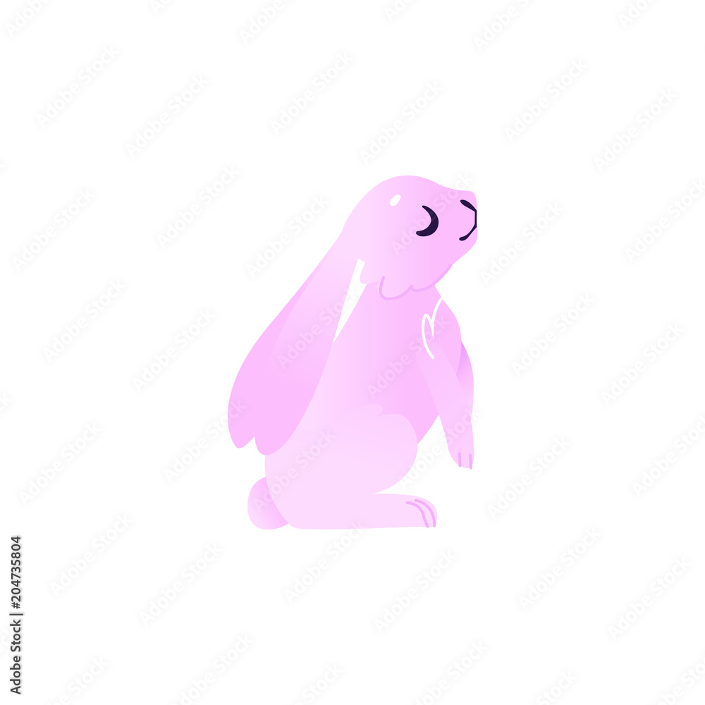 Cute pink rabbit. Funny hand drawn animal sitting asking for food. Hare with long ears. Sweet easter symbol. Vector illustration isolated in cartoon style. Cute pink rabbit. Funny hand drawn animal sitting asking for food. Hare with long ears. Sweet easter symbol. Vector illustration isolated in cartoon style.
