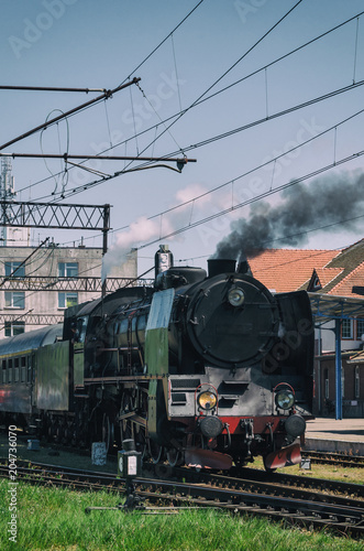 STEAM LOCOMOTIVE - Vintage train at the station