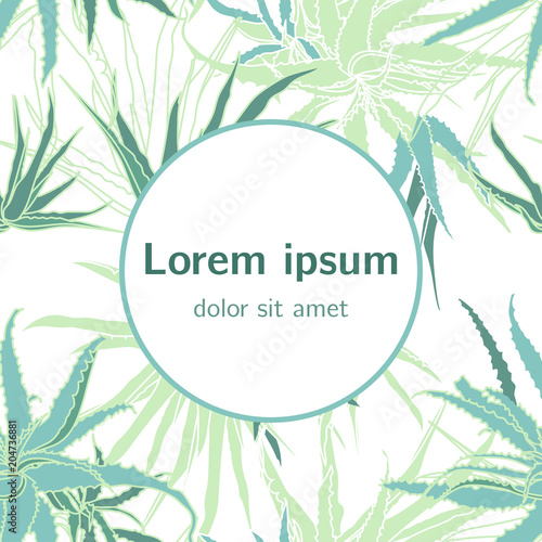 Elegant herbal template. Background with an exotic tropical pattern.