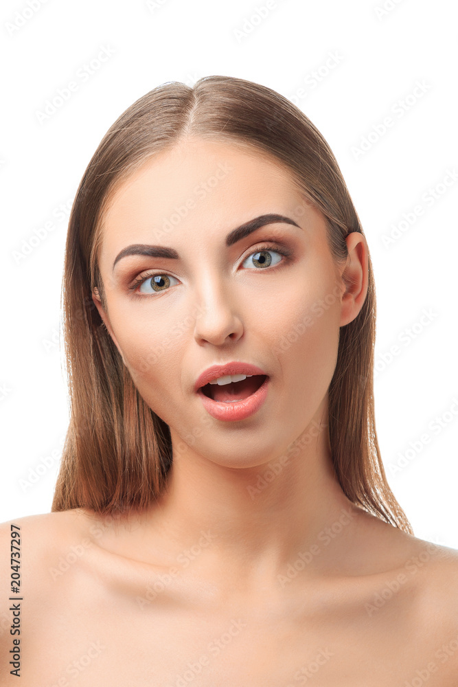 Surprised girl with open mouth Surprised girl with open mouth