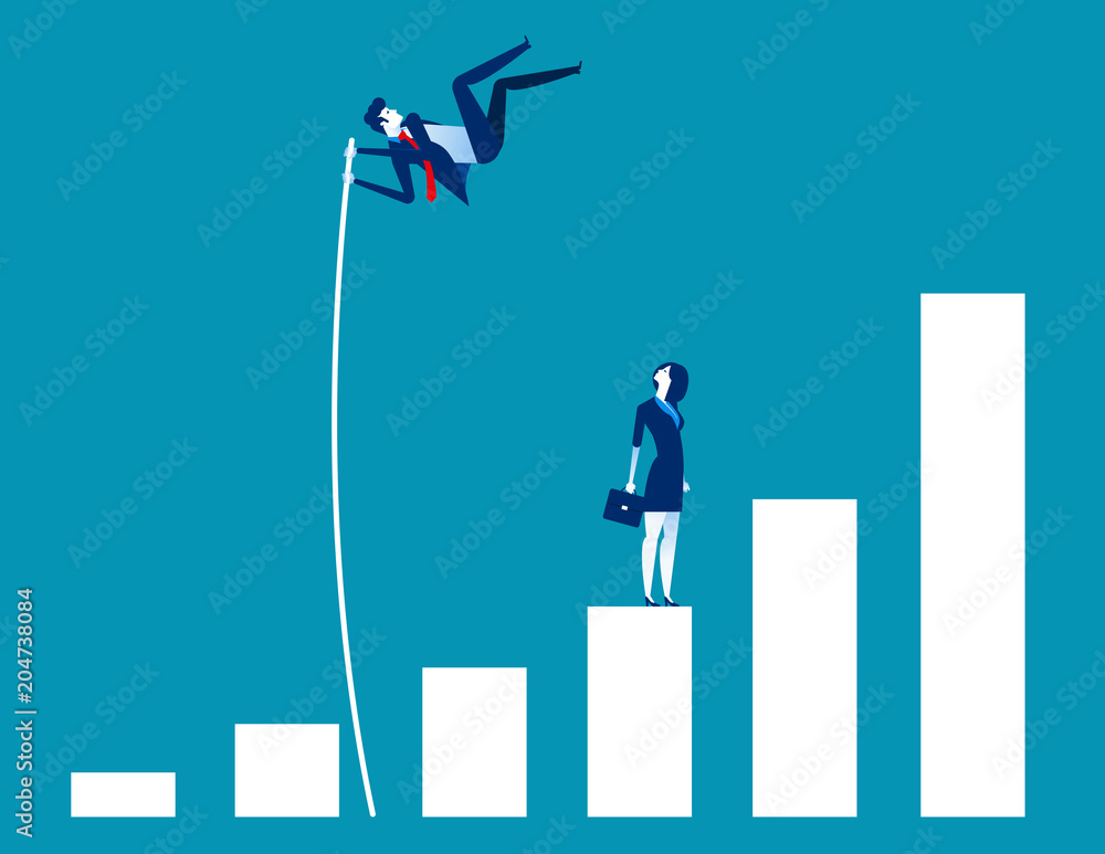 Growth for business, Leader and jumping, Concept business vector illustration, Flat character, Cartoon style design. Growth for business, Leader and jumping, Concept business vector illustration, Flat character, Cartoon style design.