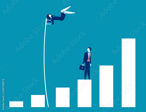 Growth for business, Leader and jumping, Concept business vector illustration, Flat  character, Cartoon style design.