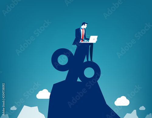 Businessman working on percentage, Concept business marketing online vector illustration, Flat business characterk, Cartoon style design. photo