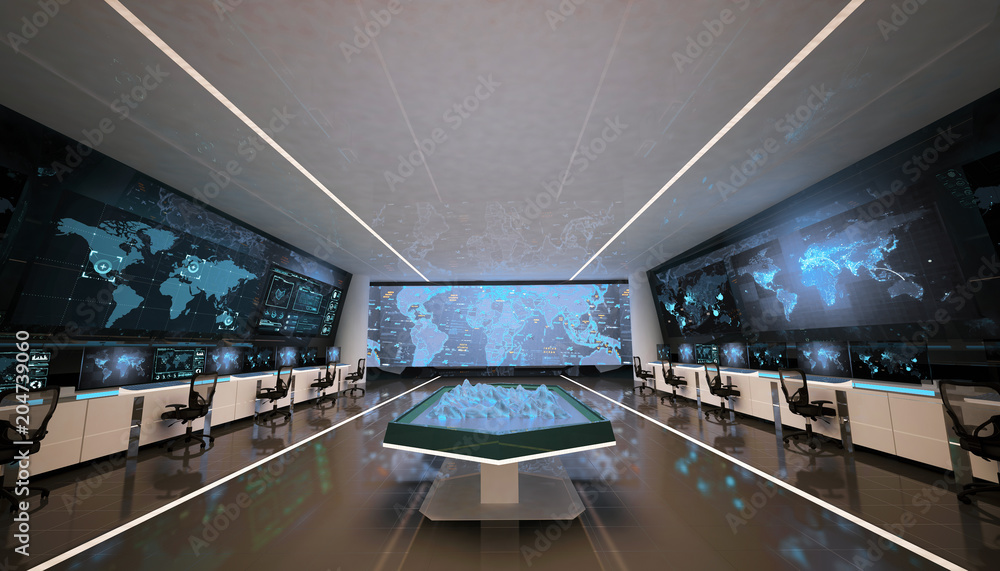 Command center, control room, futuristic design, smart cities, data center, cryptocurrency - obrazy, fototapety, plakaty 