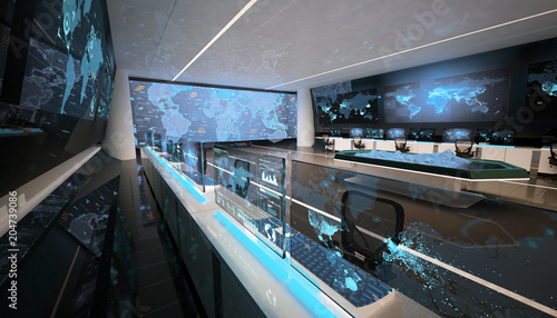 Command center, control room, futuristic design, smart cities, data center, cryptocurrency photo