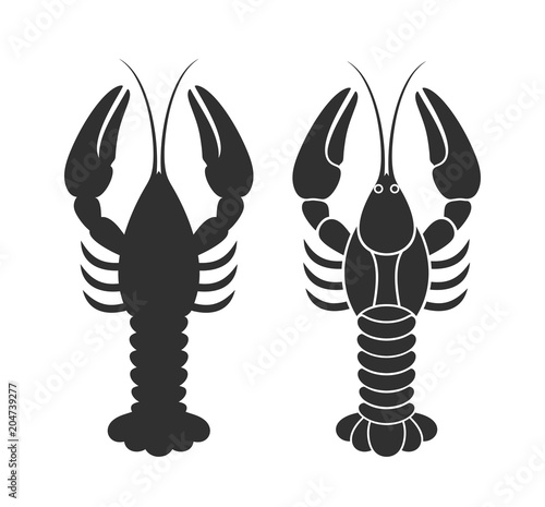 Crayfish logo. Isolated crayfish on white background