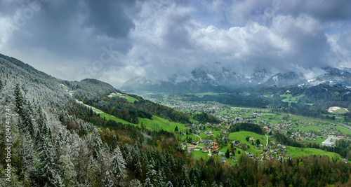 View from Ewige Wand in Goisern  Austria - Hiking Alpine Landscape 
