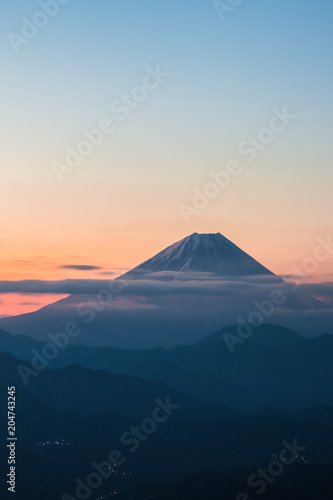 Mt.Fuji with beautiful sunrise sky in spring season