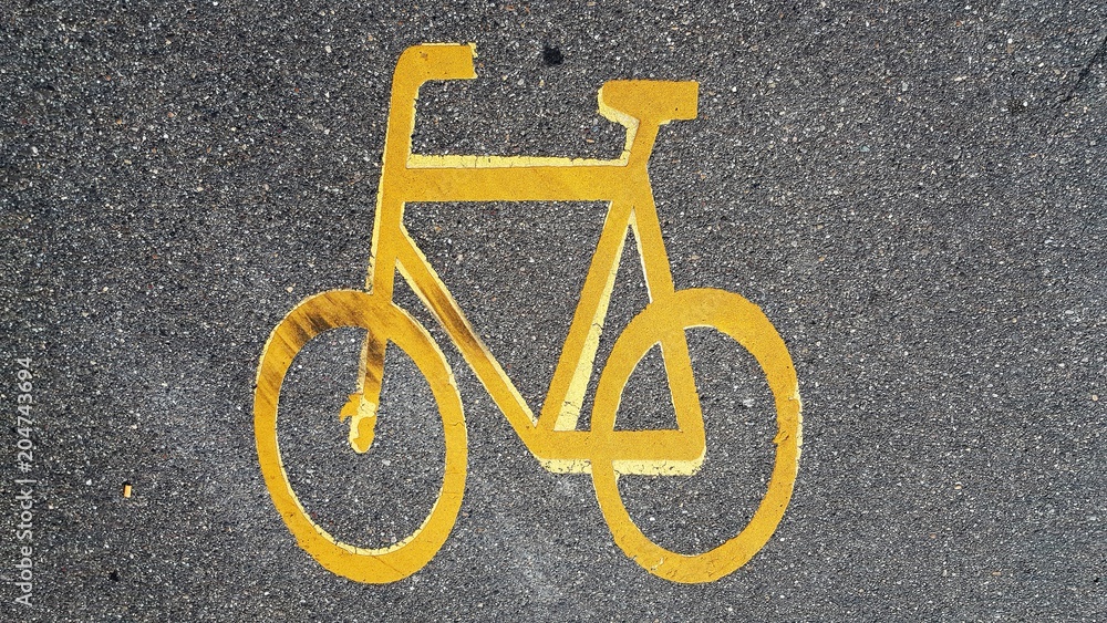 Fahrrad Symbol auf Asphalt Fahrrad Symbol auf Asphalt