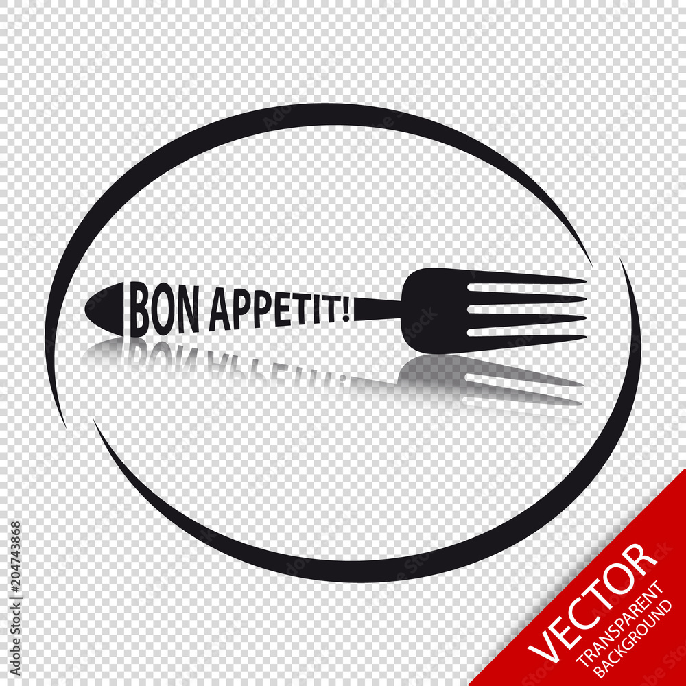 Fotografie, Obraz Fork Icon Bon Appetit - Circular Restaurant Symbol - Isolated On Transparent Bac