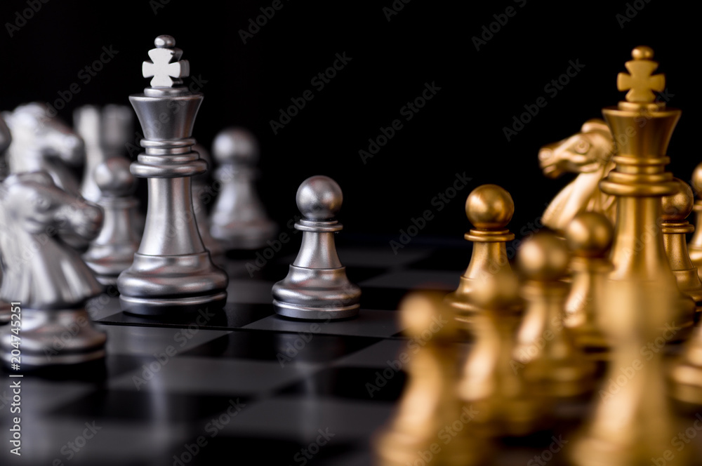 Chess set with enemy background Chess set with enemy background