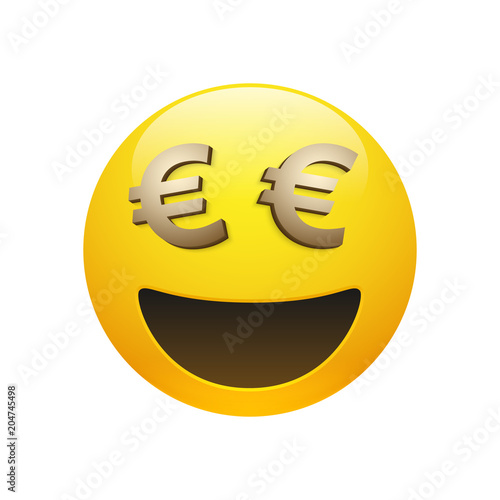 Vector emoticon with golden euro sign