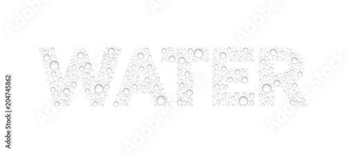 Foto Text from droplets texture. Word Water.