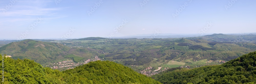 View of Somoskoujfalu and Somoska castle from Karanc, Hungary