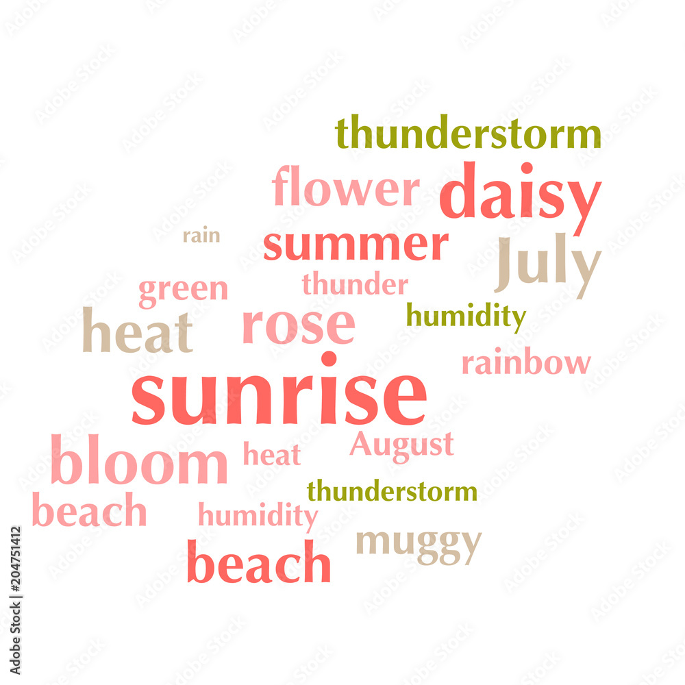 cloud of words list about summer season cloud of words list about summer season