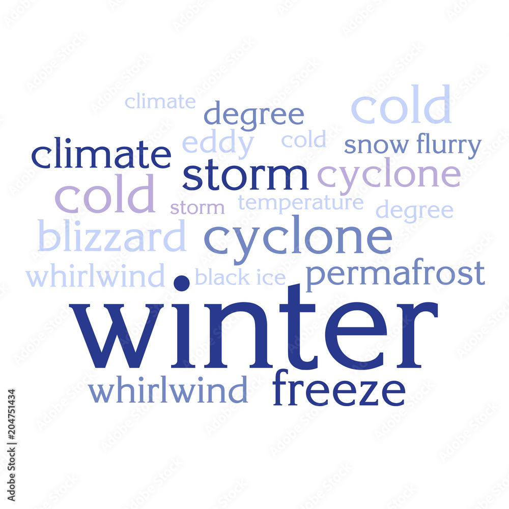 cloud of words list about winter season cloud of words list about winter season